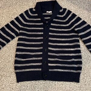 Gap Men's Navy and Gray Striped Cardiagn